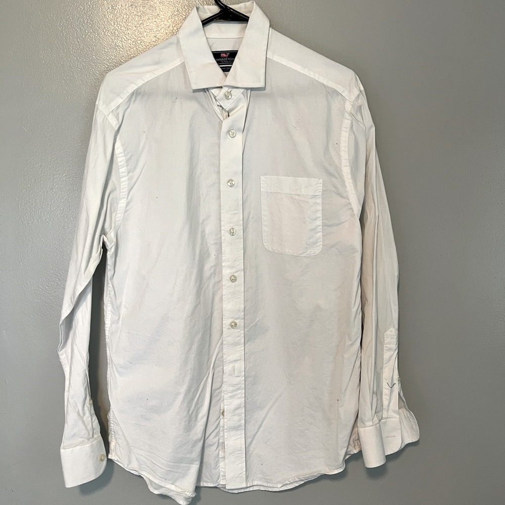 Vineyard vine white button down copper shirt